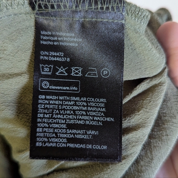 H&M Mama / Maternity Olive Green Sleeveless Shirt Dress Drawstring Waist Size L - Picture 4 of 4